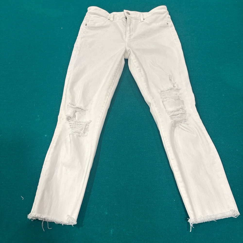 ABERCROMBIE & FITCH women's Simone High Waisted Fray ankle skinny jeans size 27